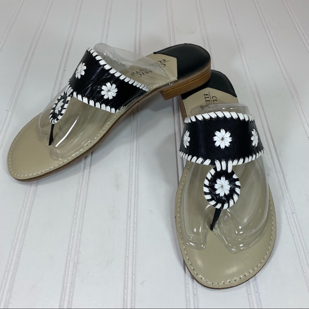 Classic Elements Black & White Leather Sandals - image 3